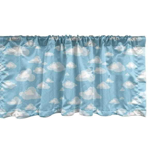 Ambesonne Blue White Window Valance, Cartoon Sky Clouds, 54" X 18", Pale Blue Pale Blue