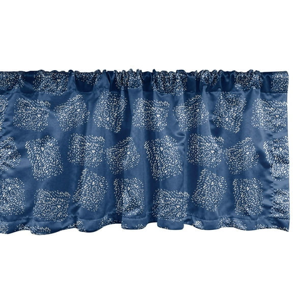 Ambesonne Blue White Window Valance, Spotted Squares, 42" x 12", Navy Blue and White