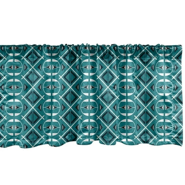 Ambesonne Blue Window Valance, Abstract Triangular Shapes, 54" X 12", Teal Dark Teal White