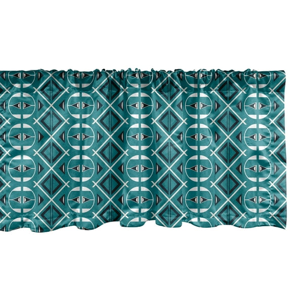 Ambesonne Blue Window Valance, Abstract Triangular Shapes, 54" X 18", Teal Dark Teal White