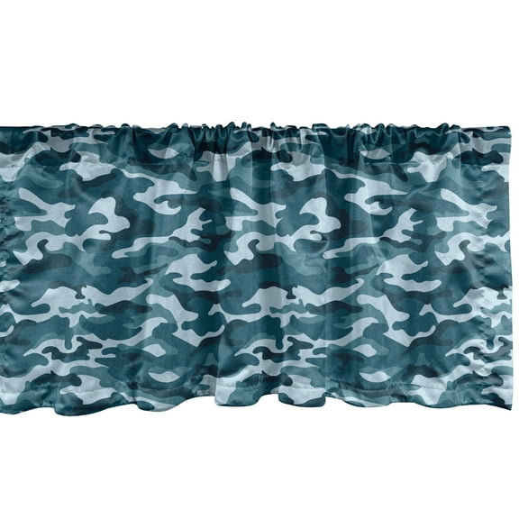 Ambesonne Blue Window Valance, Camouflage Oceanic Colors, 54" X 12", Slate Blue Pale Blue