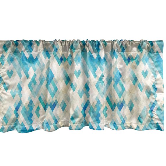 Ambesonne Blue Window Valance, Hexagonal Abstract Grunge, 54" X 12", Turquoise White