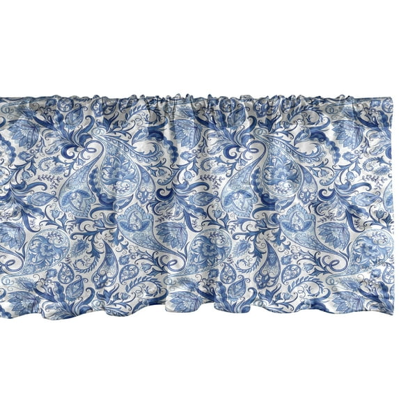Ambesonne Blue Window Valance, Native Natural, 54" X 18", Pale Blue White and Blue