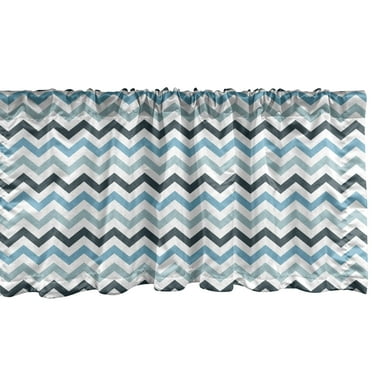 Ambesonne Blue Window Valance, Ocean Zig Zag Chevron Line, 54" X 12", Pale Blue Dark Blue