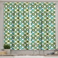 thumbnail image 1 of Ambesonne Blue Yellow Kitchen Curtains, Bicolour Flower Motifs, 55"x36", Dark Cocoa and White, 1 of 3