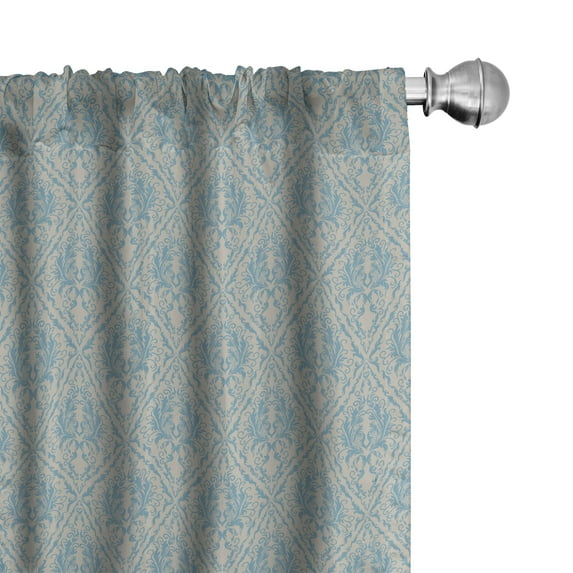 Ambesonne Blue and Beige Curtains, Vintage Scroll, Pair of 28"x63", Blue and Beige