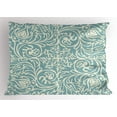 thumbnail image 1 of Ambesonne Blue and Beige Pillow Sham, Vintage Floral Curls, 26" X 20", Pale Blue and Beige, 1 of 2