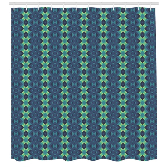 Ambesonne Blue and Green Shower Curtain, Geometric Zigzag, 69"Wx70"L, Pale Green Dark Blue