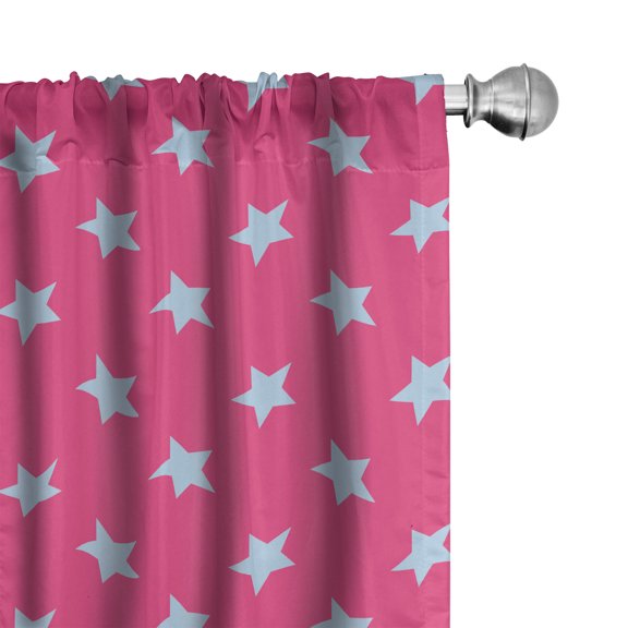Ambesonne Blue and Pink Window Curtains, Vintage Stars, Each 28" W x 95" L, Pink and Pale Blue