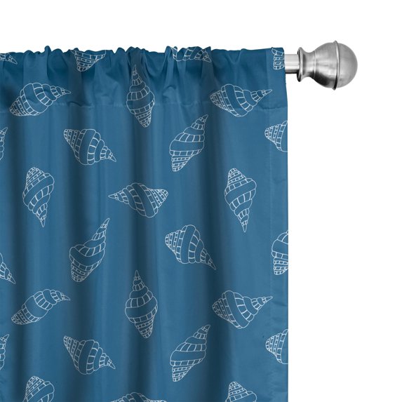 Ambesonne Blue and White 4-Panel Curtains, Spiral Seashells, 56"x95", White and Blue