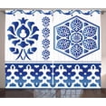 thumbnail image 1 of Ambesonne Blue and White Curtains 2 Panel Set, Ethnic Folk Florals, 108" x 96", Blue White, 1 of 3
