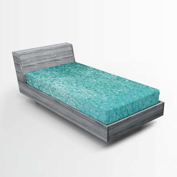 Ambesonne Blue and White Fitted Sheet 2 Pcs Set, Polka Dot Pattern, Twin, Turquoise Seafoam