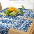 thumbnail image 1 of Ambesonne Blue and White Table Runner & Placemats, Swirling Ocean Waves, Placemat 4 pcs + Runner 14"x72", Blue and White, 1 of 2