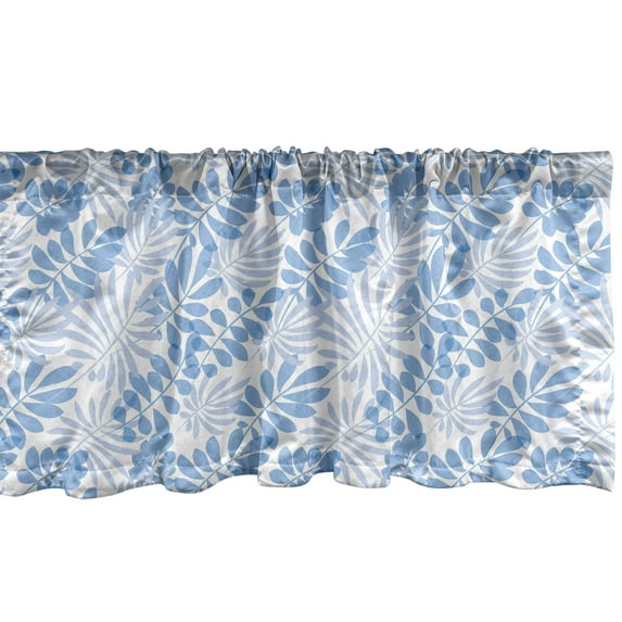 Ambesonne Blue and White Window Valance, Hawaii Leaves, 54" X 12", Pale Blue and White