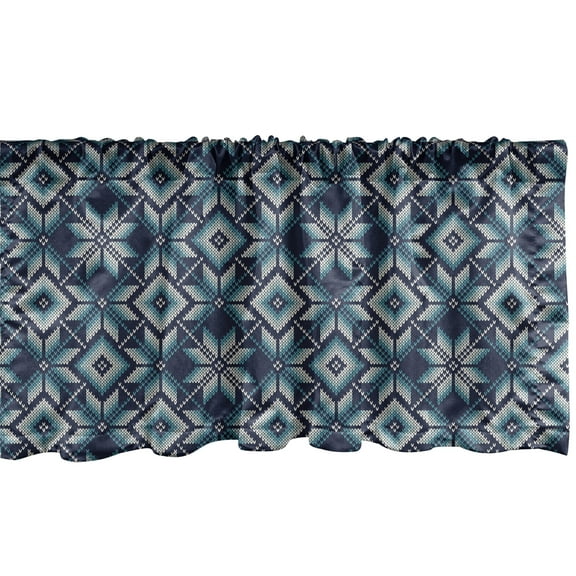 Ambesonne Blue and White Window Valance, Nordic Winter, 54" X 18", Pale Blue Navy Blue