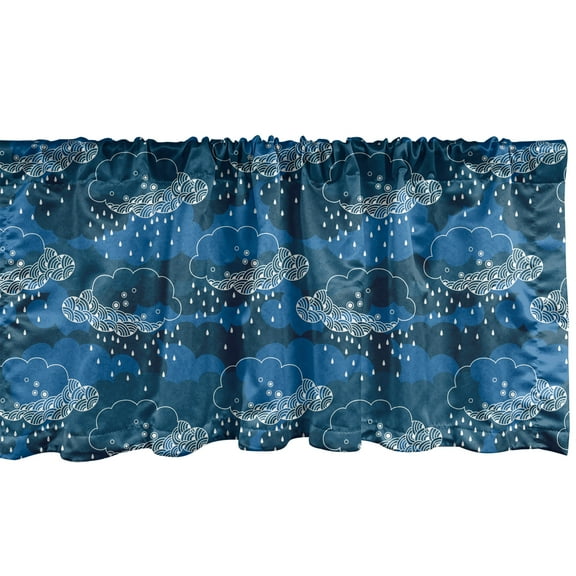 Ambesonne Blue and White Window Valance, Rain Clouds Art, 54" X 12", Blue Dark Blue