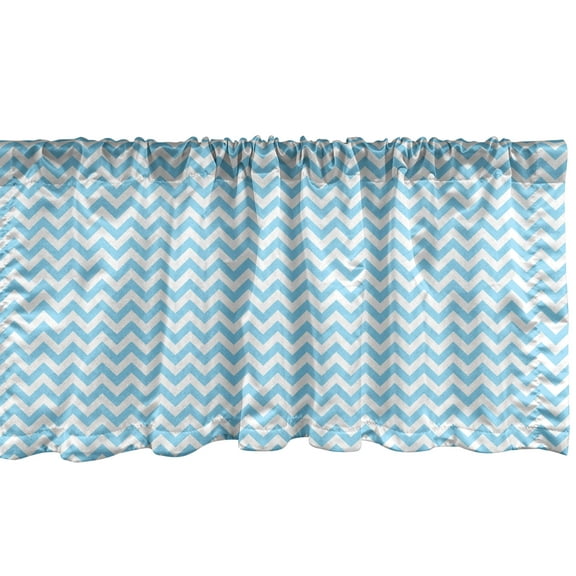 Ambesonne Blue and White Window Valance, Striped Tile Design, 54" X 18", Sky Blue and White