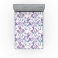 thumbnail image 1 of Ambesonne Bluebells Pattern Fitted Sheet, Art Retro Floral, Queen Size, Pale Purple Fern Green, 1 of 5