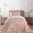 thumbnail image 1 of Ambesonne Blush Pink Quilted Coverlet 2 Pcs, Geometric Art Deco Motif, Twin Size, Ginger and Blush, 1 of 1