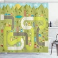 thumbnail image 1 of Ambesonne Board Game Shower Curtain, Buildings Cars Mountain, 69"Wx70"L, Multicolor, 1 of 4