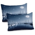thumbnail image 1 of Ambesonne Boats Pillow Sham 2 Pack, Calm Marina at Night Moon, 30"x20", Slate Blue White, 1 of 1