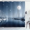 thumbnail image 1 of Ambesonne Boats Shower Curtain, Calm Marina at Night Moon, 69"Wx70"L, Slate Blue White, 1 of 4