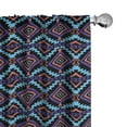 thumbnail image 1 of Ambesonne Bohemian Window Curtains, Diamond Shapes Squares Art, Each 28" W x 63" L, Deep Sky Blue Pale Ruby, 1 of 4