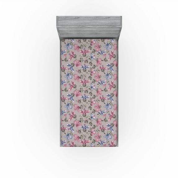 Ambesonne Bohemian Blooms Fitted Sheet, Romance Aura Floral, Twin Size, Pale Pink Lavender Blue