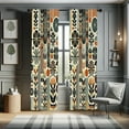 thumbnail image 1 of Ambesonne Bohemian Curtains 2 Panel Set, Retro Mid Century Abstract, Pair of - 28" x 63", Dark Orange and Reseda Green, 1 of 4
