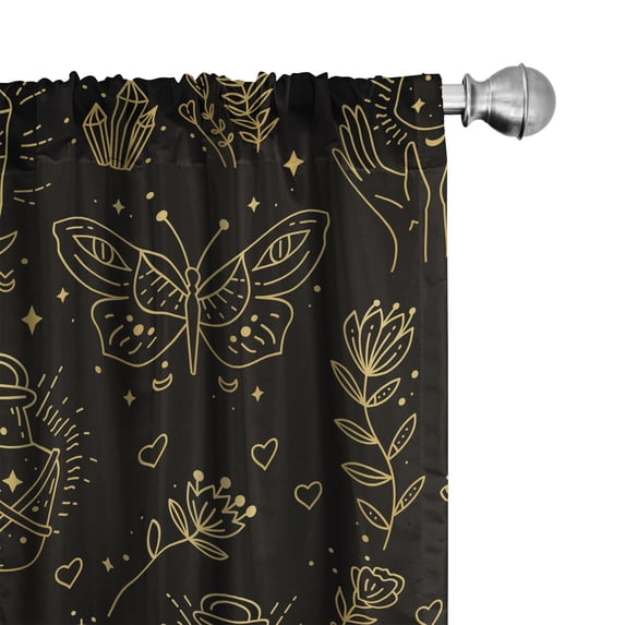 Ambesonne Bohemian Curtains, Butterfly Crystal Bottle, Pair of 28"x63", Camel and Charcoal Grey