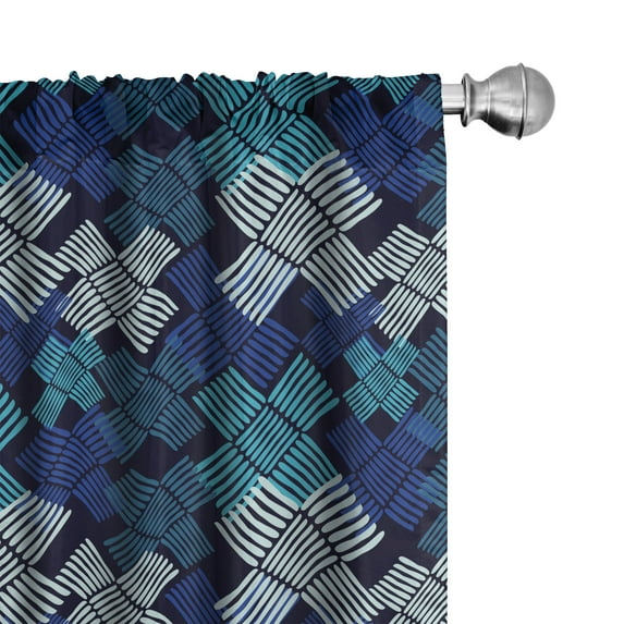 Ambesonne Bohemian Curtains, Ethnic Geometric Lines Art, Pair of 28"x95", Sea Blue and Dark Seafoam