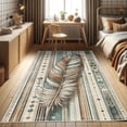 thumbnail image 1 of Ambesonne Bohemian Decorative Rug Carpet, Big Bold Feather on Lines, 4' X 5' 5", Cadet Blue Beige and Brown, 1 of 5
