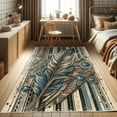 thumbnail image 1 of Ambesonne Bohemian Decorative Rug Carpet, Bold Boho Feather Tribal, 2' 2" x 3' 7", Azure Blue Beige Tan, 1 of 5