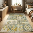 thumbnail image 1 of Ambesonne Bohemian Decorative Rug Carpet, Ethnic Mosaic Look Designs, 4' X 5' 5", Dark Yellow Pale Teal, 1 of 5