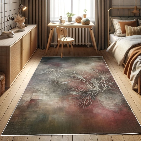 Ambesonne Bohemian Decorative Rug Carpet, Leaves Art Constellations, 2' 2" x 3' 7", Pale Ruby Grey Yellow