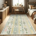 thumbnail image 1 of Ambesonne Bohemian Decorative Rug Carpet, Pastel Spring Inspo Floral, 2' 5" x 5', Pale Teal Mustard and Rose, 1 of 5