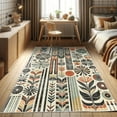 thumbnail image 1 of Ambesonne Bohemian Decorative Rug Carpet, Retro Mid Century Abstract, 2' x 5', Dark Orange and Reseda Green, 1 of 5