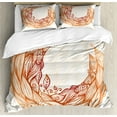 thumbnail image 1 of Ambesonne Bohemian Duvet Cover Sets, Hippie Crescent Moon Shape, 2-Queen, Burnt Orange and Peach, 1 of 7
