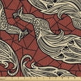 thumbnail image 1 of Ambesonne Bohemian Fabric by the Yard Upholstery, Abstract Peacock Birds, 10 Yards, Cinnamon and Eggshell, 1 of 1