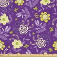thumbnail image 1 of Ambesonne Bohemian Fabric by the Yard Upholstery, Boho Botanical Flowers, 1 Yard, Purple Yellow Green, 1 of 5