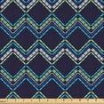 thumbnail image 1 of Ambesonne Bohemian Fabric by the Yard Upholstery, Colorful Lines Zigzags Art, 1 Yard, Navy Blue and Pistachio Green, 1 of 1