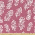 thumbnail image 1 of Ambesonne Bohemian Fabric by the Yard Upholstery, Curly Feathers Drawing, 2 Yards, Pastel Pink and White, 1 of 5