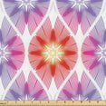 thumbnail image 1 of Ambesonne Bohemian Fabric by the Yard Upholstery, Geometric Floral Ovals, 5 Yards, White Vermilion Fuchsia, 1 of 5