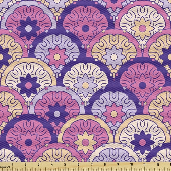 Ambesonne Bohemian Fabric by the Yard Upholstery, Moroccan Ethnic Feels Art, 2 Yards, Quartz Peach and Pink
