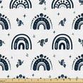 thumbnail image 1 of Ambesonne Bohemian Fabric by the Yard Upholstery, Rainbows Stars Leaves Art, 5 Yards, Dark Indigo White, 1 of 5