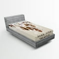 thumbnail image 1 of Ambesonne Bohemian Fitted Sheet, Never Stop Dreaming Item, Twin Size, Beige and Brown, 1 of 3