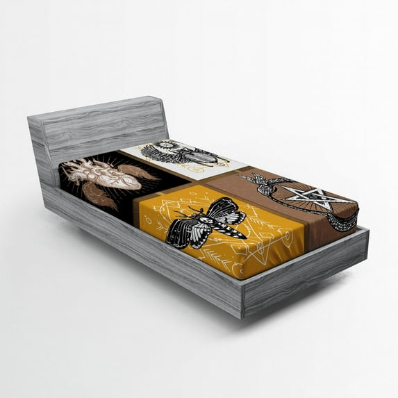 Ambesonne Bohemian Fitted Sheet, Occult Art, Twin Size, Multicolor