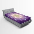thumbnail image 1 of Ambesonne Bohemian Fitted Sheet, Sign of Cosmos Folk, Twin Size, Dark Purple Blue Yellow, 1 of 3