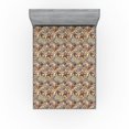 thumbnail image 1 of Ambesonne Bohemian Fitted Sheet, Vintage Art Simple Flowers, Queen Size, Pale Almond Green and Ecru, 1 of 5