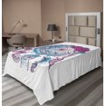 thumbnail image 1 of Ambesonne Bohemian Flat Sheet, Dreamcatcher with Roses, TwinXL Size, Sky Blue Magenta, 1 of 1